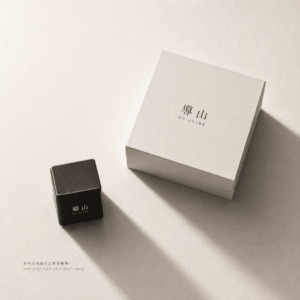 導山 TO GUIDE 精品茶禮：樟樹湖春摘高山烏龍禮盒，極簡紙白紋理外盒與墨夜金屬罐設計。